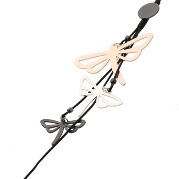 Long Graduating Butterflies Leatherette Necklace - Picture 1 of 2